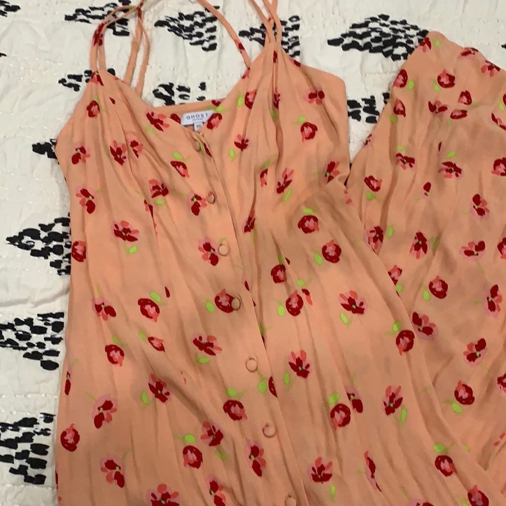 Ghost London Peach Floral Dress XS